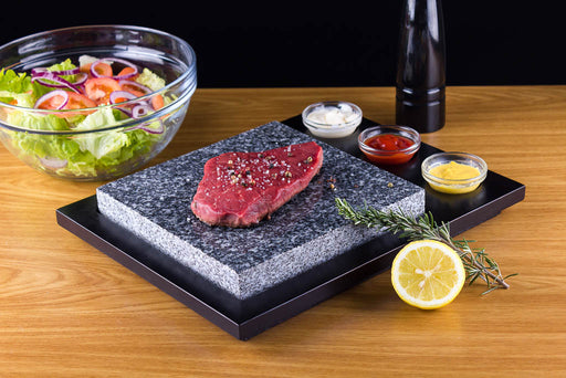 Tábua Bife na Pedra 17cm + 3 Taças Vidro
