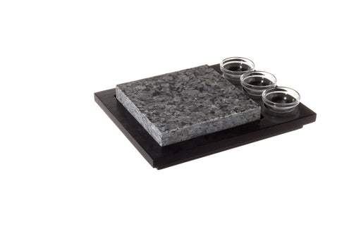 Tábua Bife na Pedra 17cm + 3 Taças Vidro