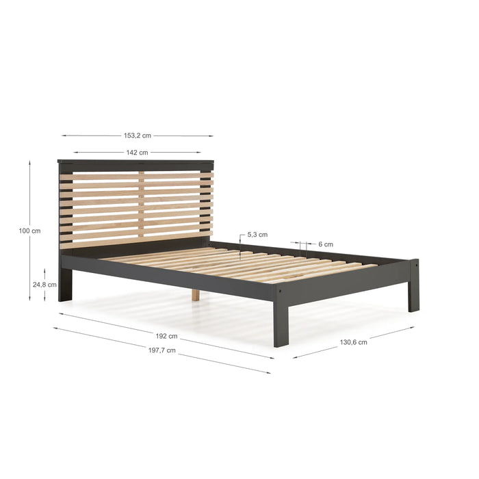 Cama 140x190 Vetra Antracite/Carvalho