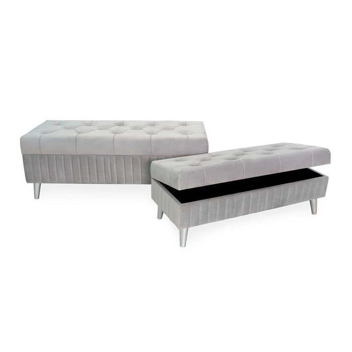 Banqueta com arrumação Velvel Prata M