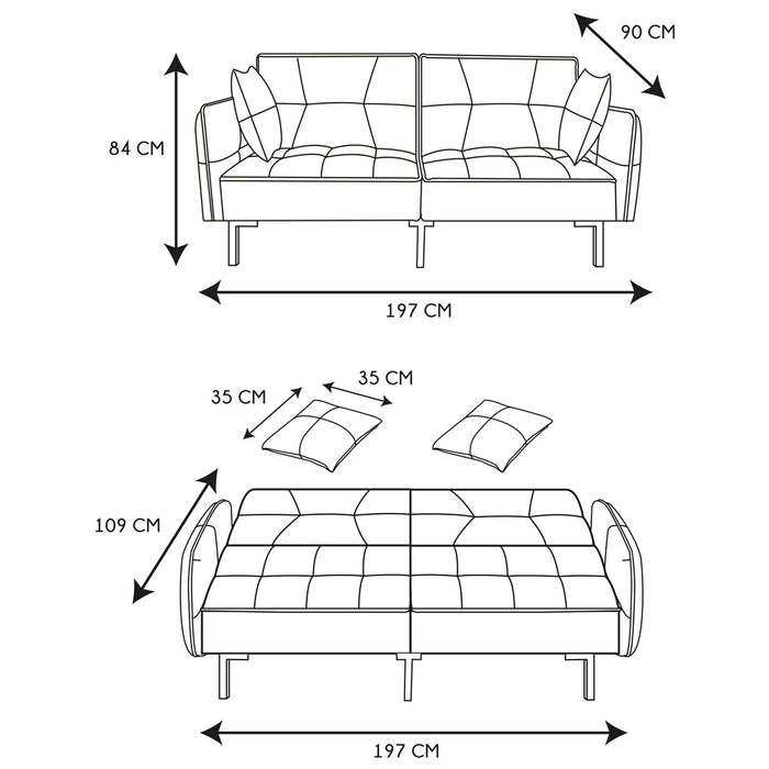 Sofá Cama 3 lugares Cinza Moon