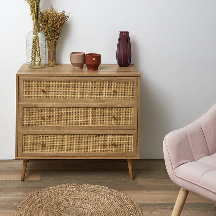 Cómoda 3 Gavetas Rattan Java