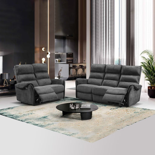 Jogo Sofá 3+2 lugares com 2 Relax Manual RTM Cinza