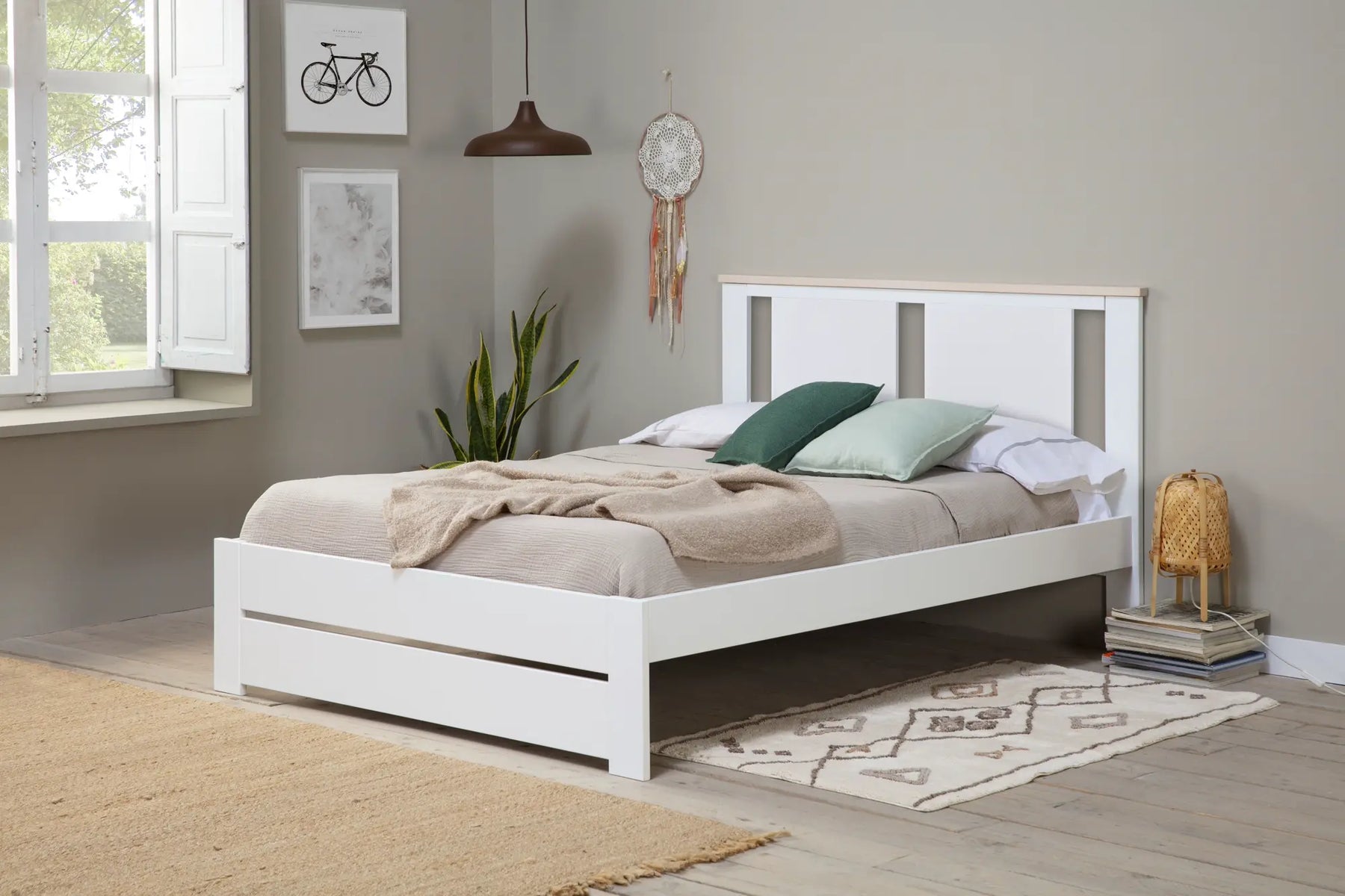 Cama 140x190 Arane Branco/Carvalho
