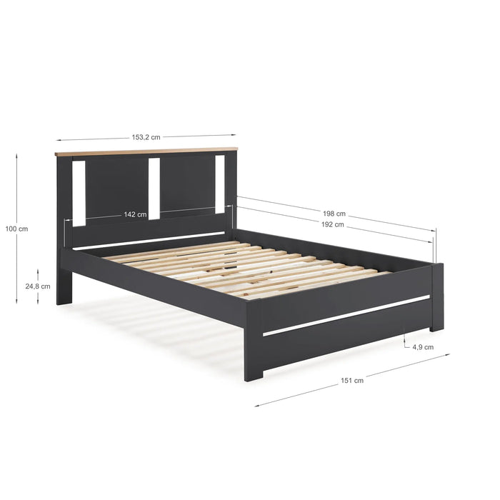 Cama 140x190 Arane Antracite/Carvalho