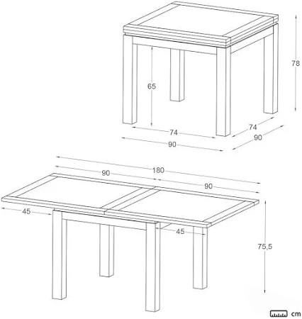 Mesa Quadrada Extensível WHT