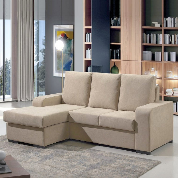 Sofá 3 lugares Chaise Longue Line Bege