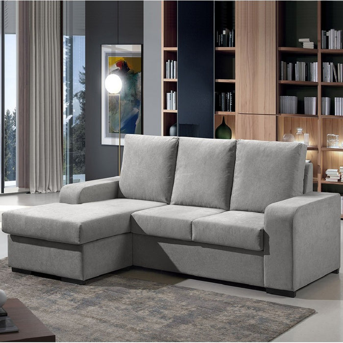 Sofá 3 lugares Chaise Longue Line Cinza